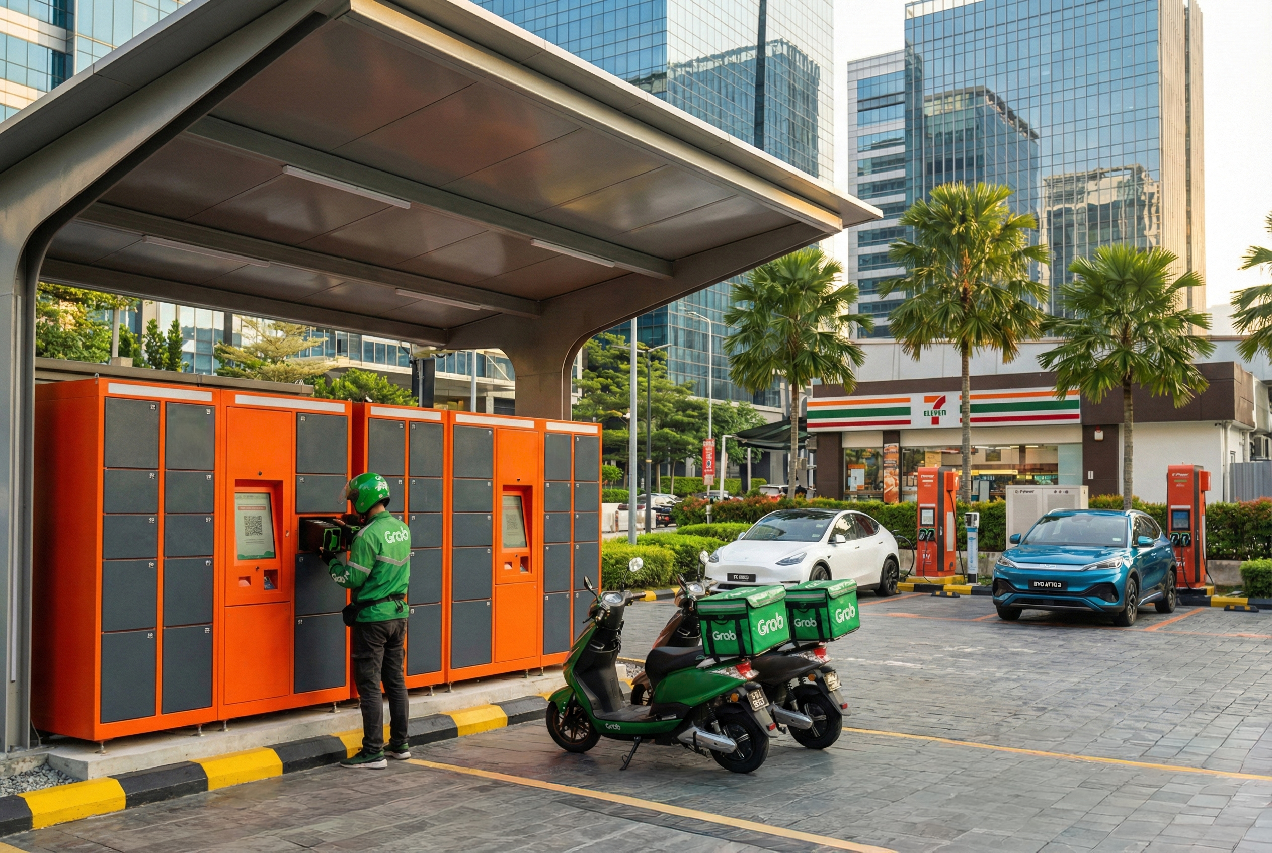 Electric motorcycle battery swapping station