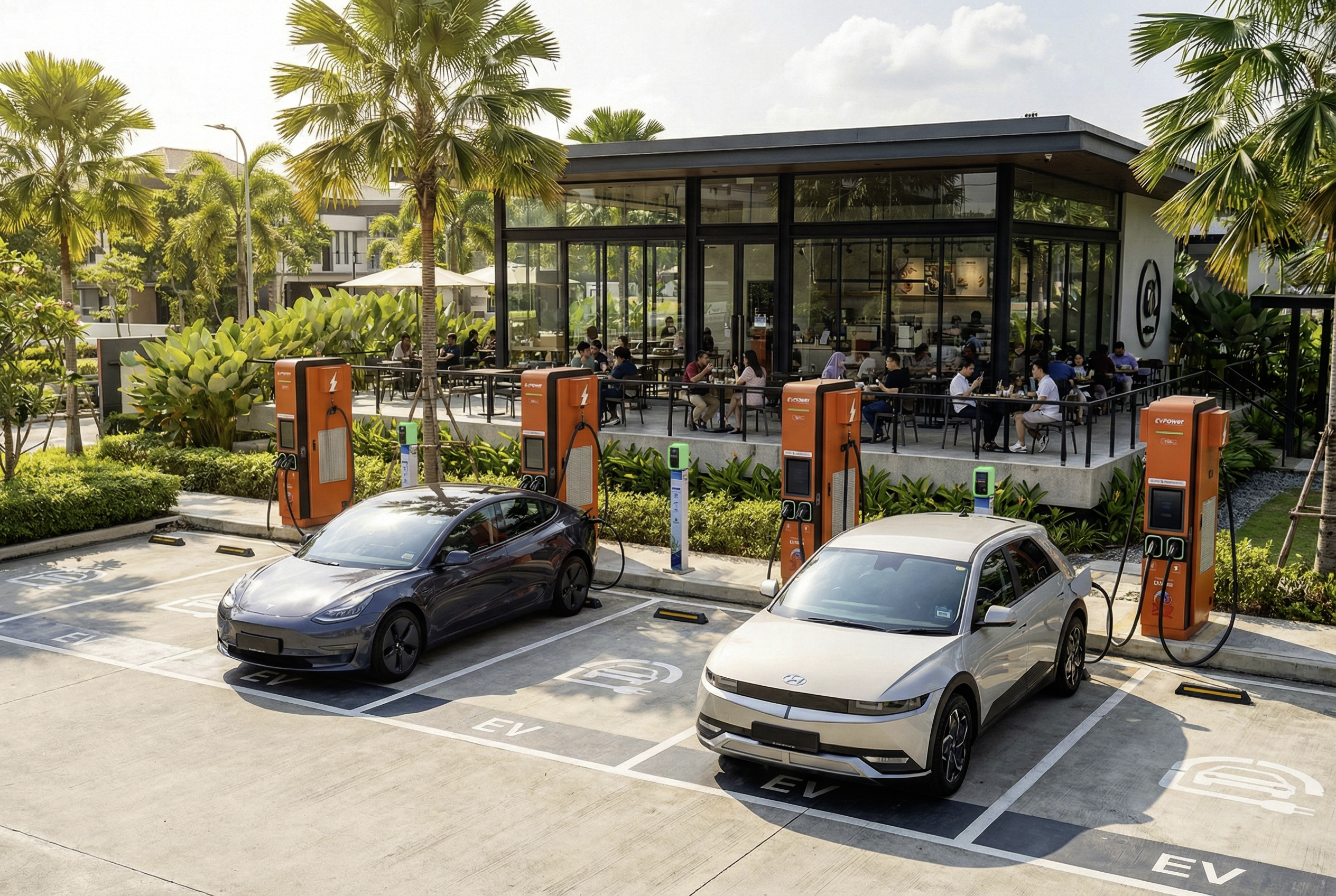 EV charging station at lifestyle destination